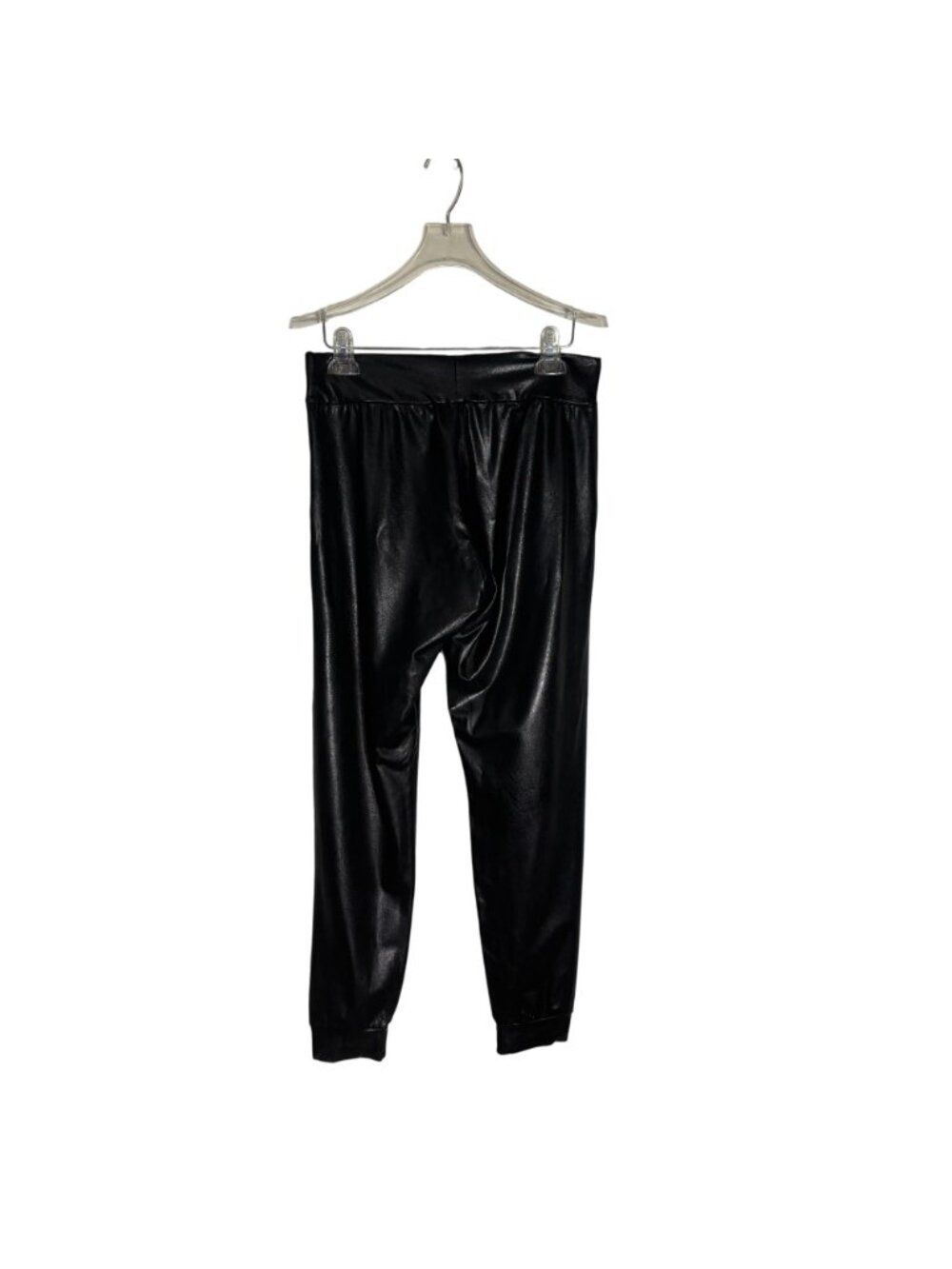 Commando Black Faux Leather Jogger Pants With Elastic Waistband & Cuffed Ankles - Picture 4 of 13